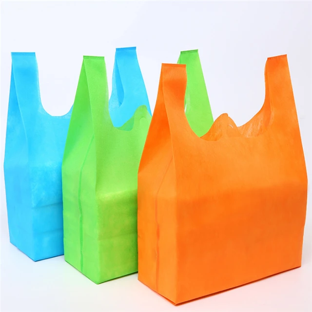 Custom Logo Print Eco Friendly Reusable Durable Vest Logo Tote Shopping Non Woven Bag