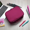 Custom Multifunction Large Capacity Mesh Pen Bag Box Cute In Bulk Big Triple Zipper Kawaii Canvas Pencil Case For School