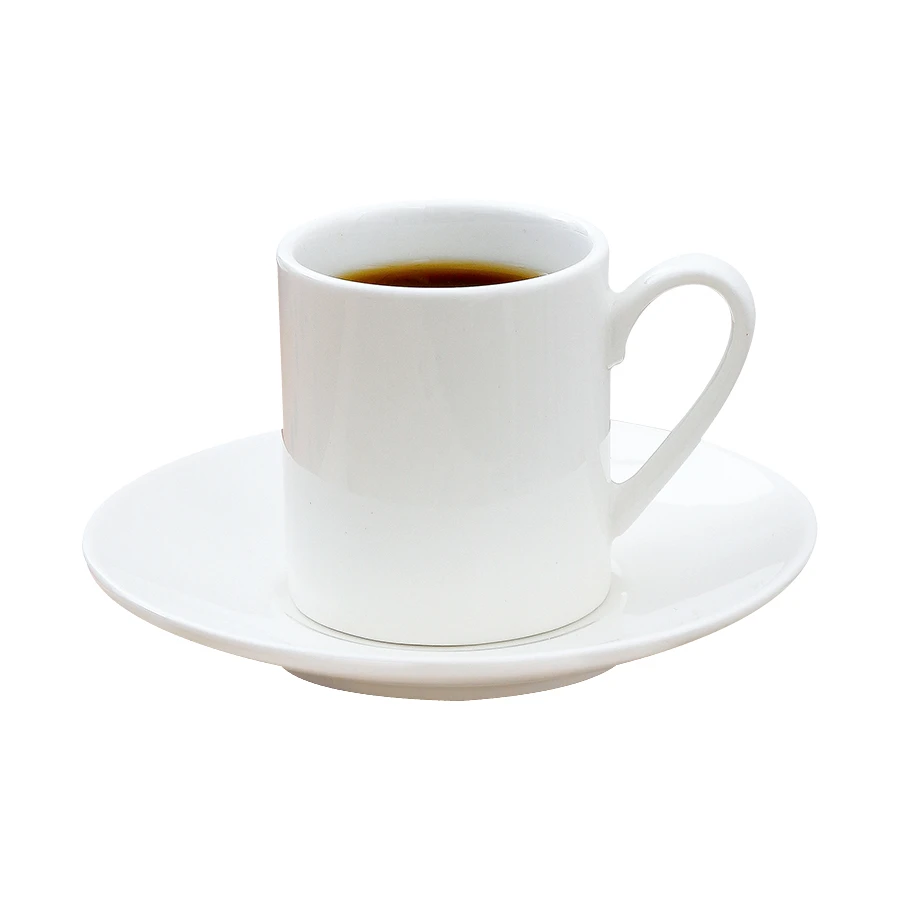 Custom white simple coffee tea cup set and saucer ceramic espresso coffee cup with big saucer set