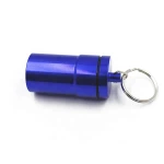 Customized branded metal material free engraved logo ear plug pill case with keychain