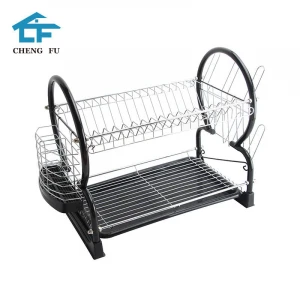 Customized Professional Adjustable Iron Wire 2 Tiers Metal Sink Drying Drainer Kitchen Storage Dish Rack