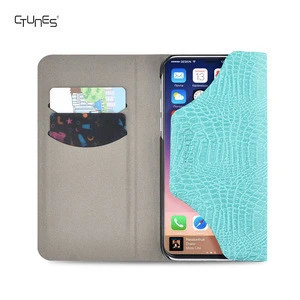 Deluxe Crocodile Pattern PU Leather Protective Flip Wallet Folio Stand Case Cover With Card Holders for iPhone X