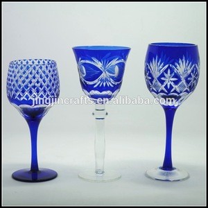diamond cut colored wine glass goblet