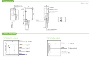 Diffuse reflection 100mm class 2 Laser Linear Measurement Displacement sensor