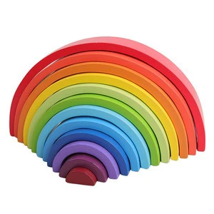 Diy wood  rainbow wooden toyeducational toy kids toy organizer cheap price toy newest building blocks