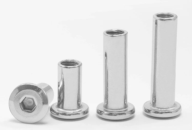 Dual Screw Splint Nut Stainless steel splint chamfered nut to lock connection furniture screw to knock hexagon female nail
