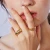 Import Dylam NO MOQ stylish and individual crossant-shaped woman rings luxury jewelry brass plating 18k gold female ring jewelry women from China