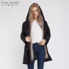 EACHOO fashionable women winter real fox fur lining with real fur hood long warm trench parka jacket coat