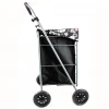 Easy To Assemble Shopping Trolley Collapsible Large Grocery Shopping Cart with 4 Wheels