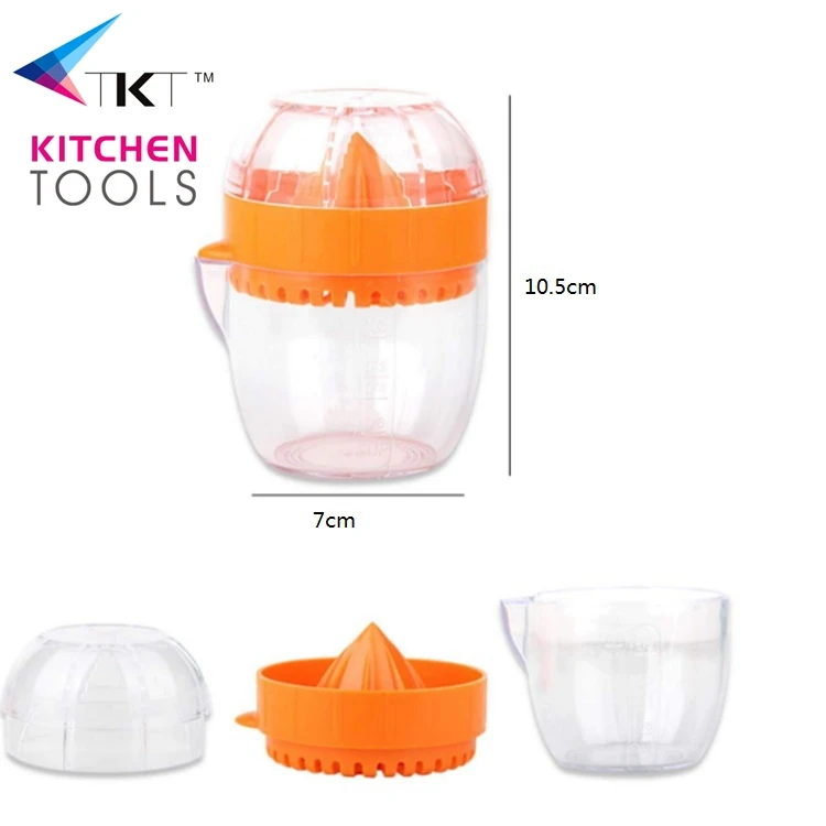 Easy use fruit tool manual plastic lemon juicer orange squeezer with strainer and container