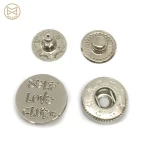 Eco-friendly Zinc Alloy Custom Logo Engraved Round Silver Metal Snap Button