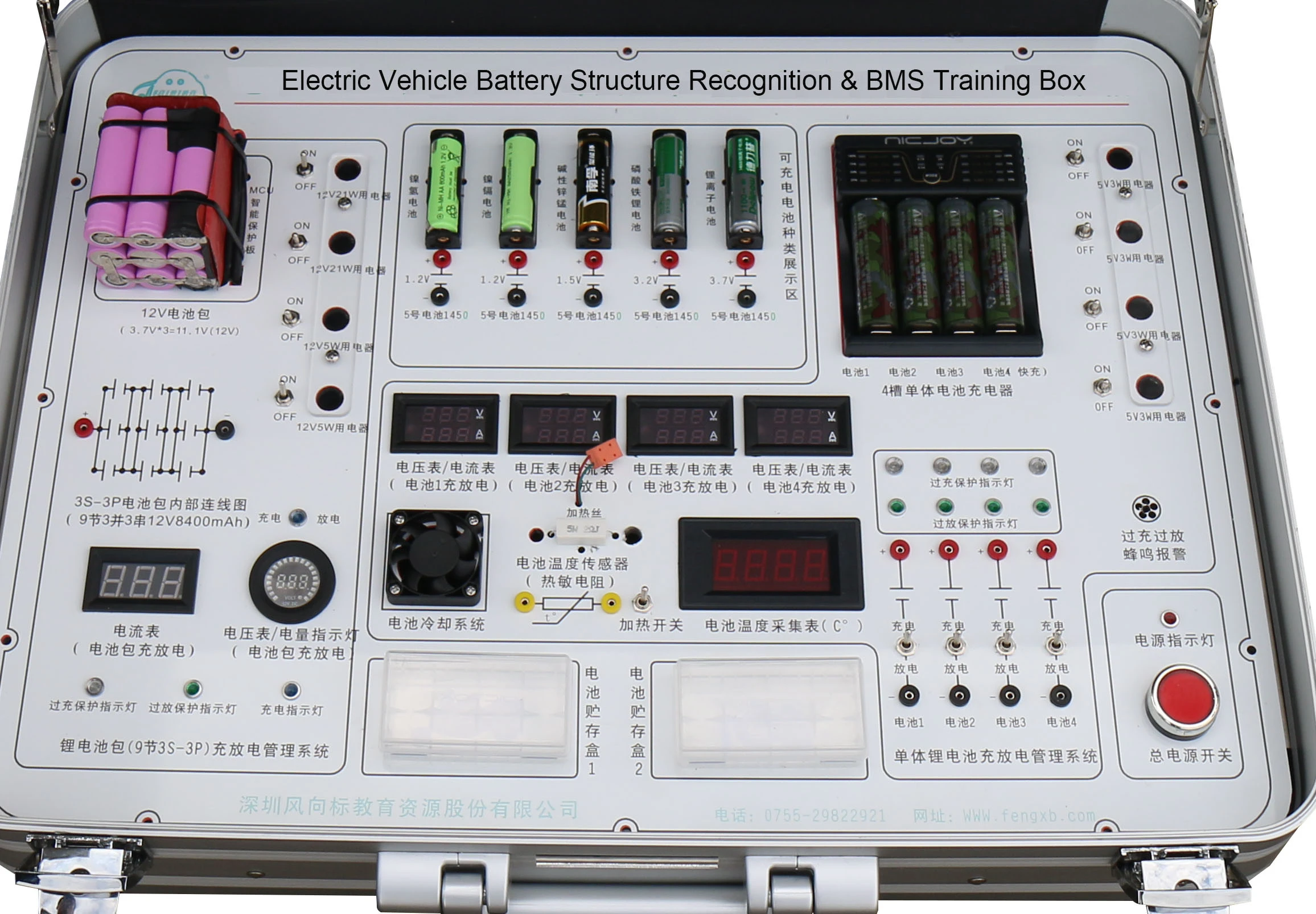 Electric vehicle battery structure recognition and battery management system training box automotive teaching equipment