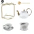 Import elegant decal antique bone china white ceramic gold porcelain pakistan tea tasting set tea coffee cup set with glass teapot set from China