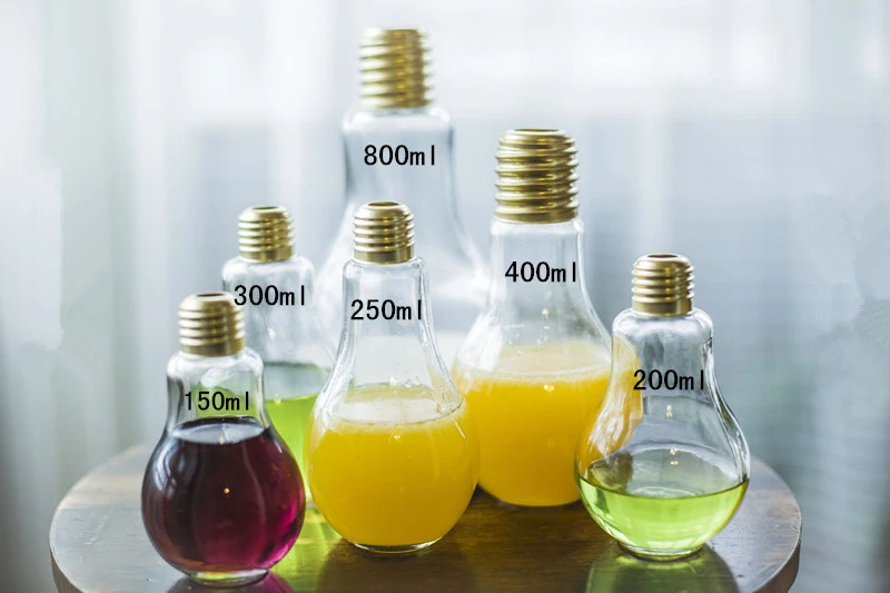 empty transparent 150ml 200ml 250ml 300ml 400ml 800ml glass light bulb bottle for Carbonated drinks Soft drink