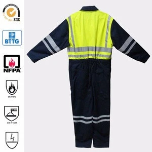 EN20471 High Visibility Safety Workwear Clothes Resistant coverall with FR reflective tapes