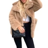 Euro Turn-Down Collar Long Sleeve Faux Fur Coat Women Clothing Coat Women Winter Jacket