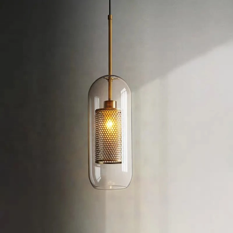 Europe simple designer industrial loft restaurant  cafe shop iron pendant lamp glass chandelier