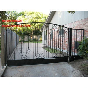 European Galvanized electric automatic driveway big entrance antiquedouble swing fence gate