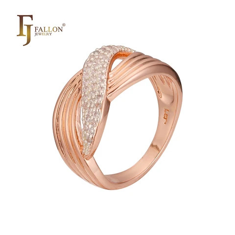 F93202282 FJ Fallon Fashion Jewelry Cluster wide rings Plated in Rose Gold two tone brass based