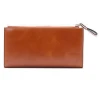 Factory Custom RFID Blocking Genuine Leather Zipper Wallet for Women