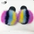 Import Factory direct wholesale multicolor women big fluffy real fox fur slippers from China