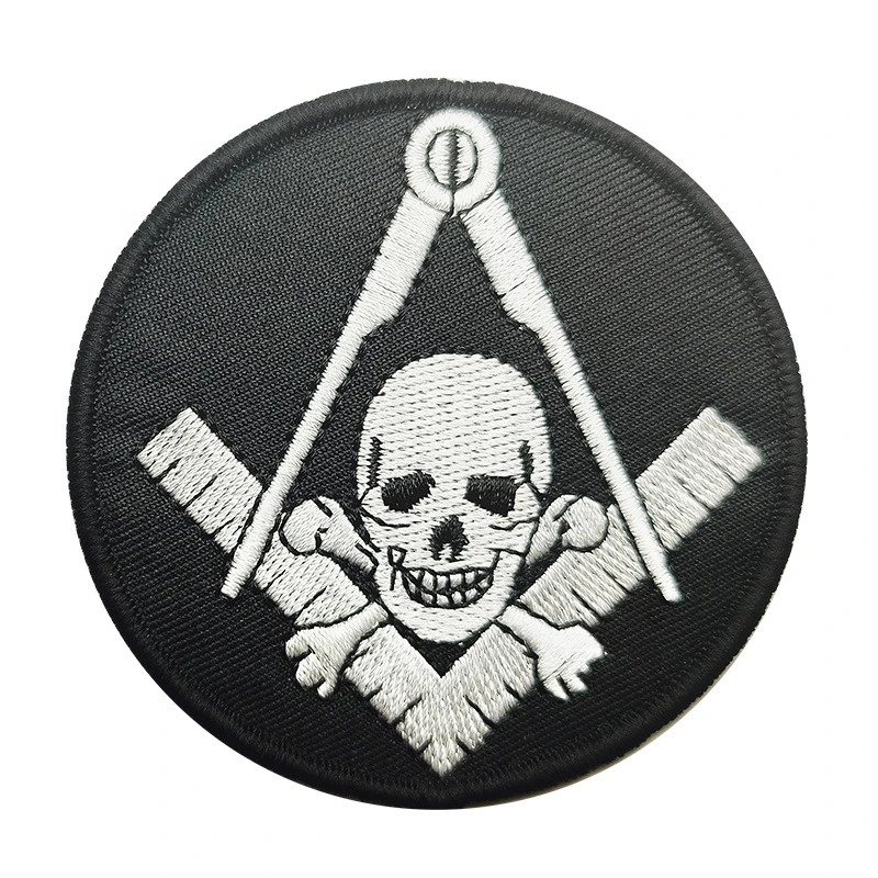 Factory Price Custom Personalized Logo Round Black Masonic Item Embroidery Patch