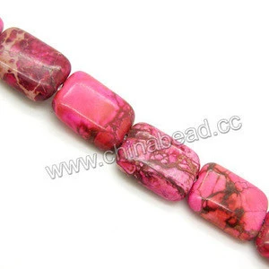 Factory sell natural rectangle imperial jasper bead rose stone beads