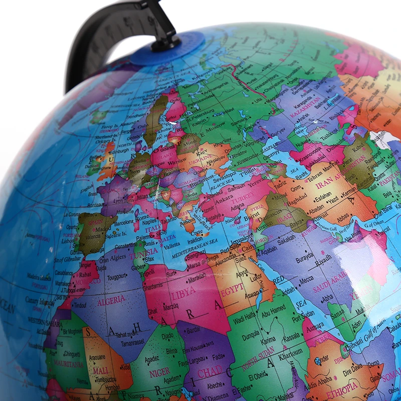 Factory selling 12inch  32cm PVC Globe decorative globee globe with Rotating World Map US EU AU UK Home Decoration