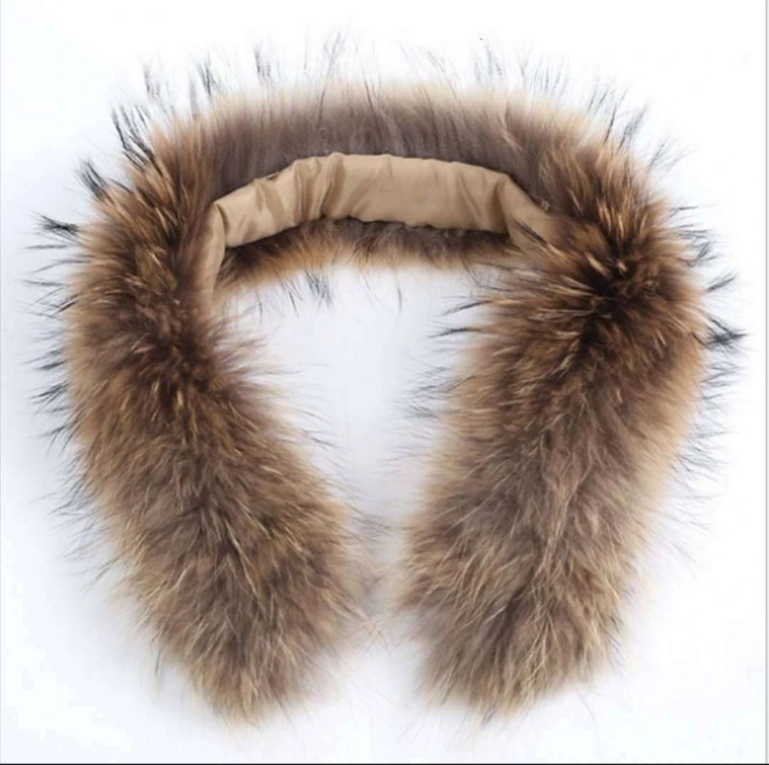 Factory wholesale womens high quality real raccoon fur collar raccoon fur primary color down jacket coat collar