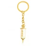 Fashion Design Gold Medical Syringe Stethoscope Keychain Metal Doctor Nurse Key Chain Keyring
