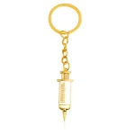 Fashion Design Gold Medical Syringe Stethoscope Keychain Metal Doctor Nurse Key Chain Keyring