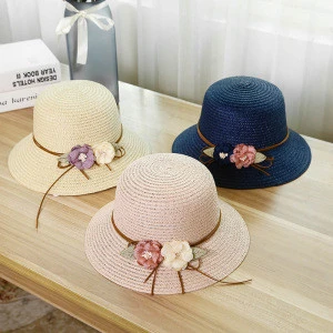Fashion Flower Lace Ribbon Wide Brim Summer Beach Sun Protective Straw Hats