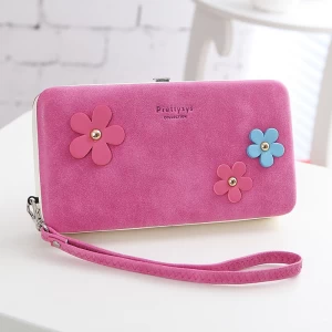 Fashion girls hand purse long pu women wallet phone bags ladies wallet with mobile phone holder purse