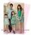 Import fashion green stripes pattern t shirt and dress family sets latest family of four summer wear from China