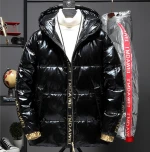 Fashion shiny sliver winter men down jacket bubble puffer jacket