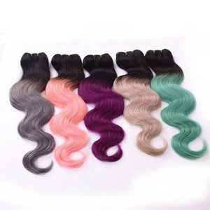 Fast delivery Remy Indian ombre hair weaves,two tone color remy human hair bundles