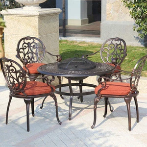 Fast food cast aluminum canteen table and chairs, outdoor table and chair set