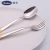 Import FDA Luxury Thick Handle Stainless Steel Travel Wedding Cutlery Long Handle Brass Flatware Set from China