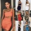 Female Sexy One Shoulder Black Bodycon Mini Dress Women Clothes Sleeveless Hollow Out Unique Night Club Party Dresses