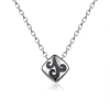 Fine Genuine 100% 925 Sterling Silver Square Pendant Necklace Women Jewelry