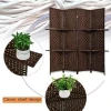 Folding Portable Partition Screen Brown Paper Rope Diviver with Shelves