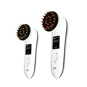 Free sample factory supply 6in1 RF head EMS ION vibration low level laser  hair  comb for hair loss therapy