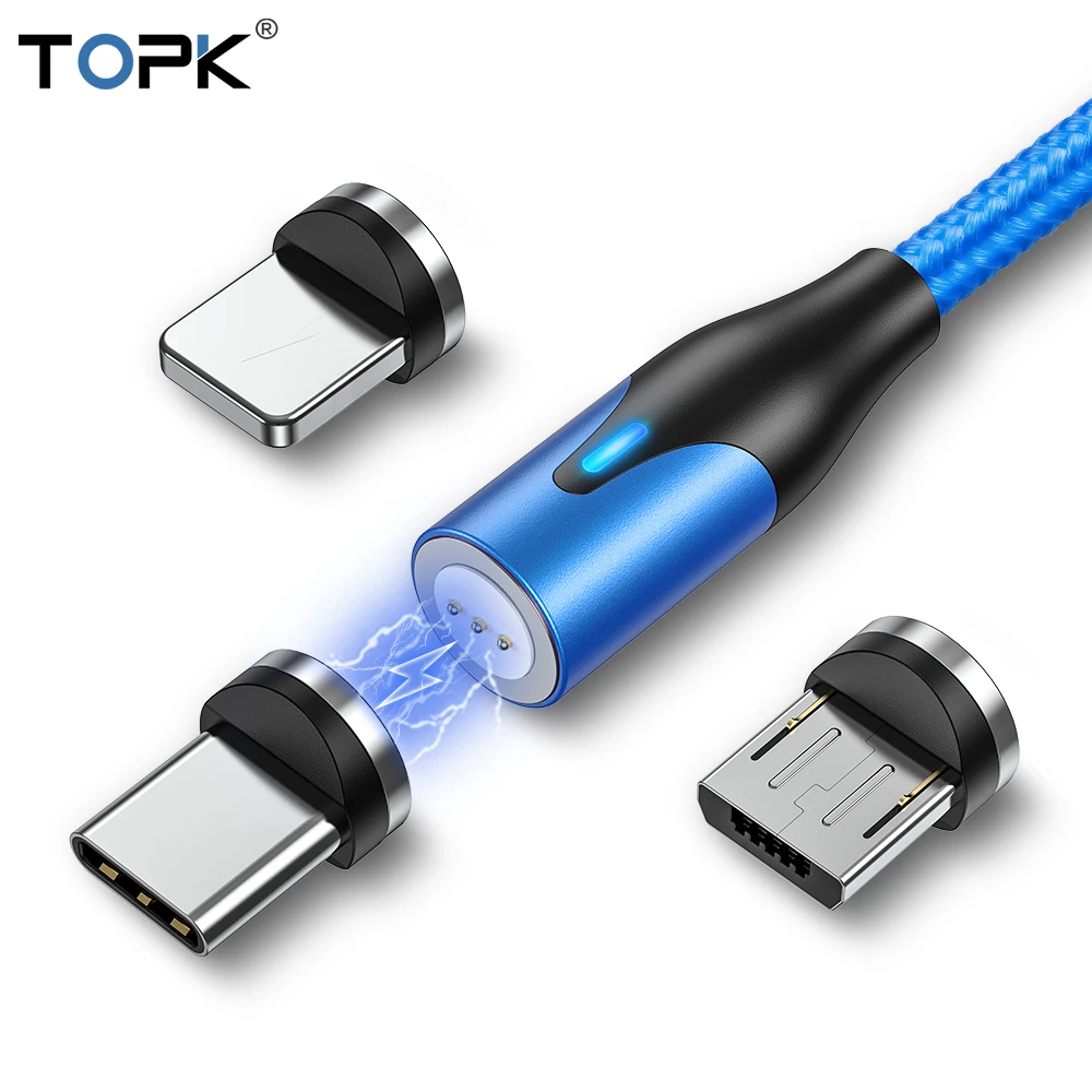 Free Shipping TOPK AM38 3A 1M LED Usb Magnetic Absorption Fast Charge Data Cable