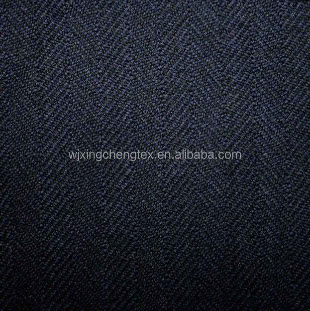 From Wujiang Runze Textile 100% Polyester Navy Tweed Herringbone Fabric For Apparel