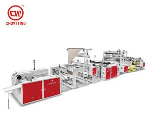fully automatic high speed latest design overlap interleaved rolling drawstring garbage bag cutting and bag making machine