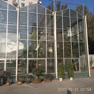 FUMA newest galvanized frame agriculture greenhouse glass/pc/film