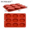 FUNBAKY JSC3145 Reusable DIY 9 cavity body soap making kits oval shape soap candle silicone mold homemade