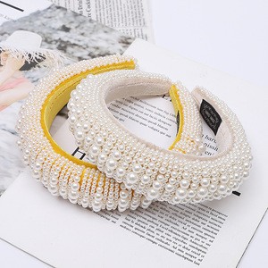 GEERDENG Ready To Ship Bohemian Full Pearls Pad Hairband Retro Women Wedding Hair Accessories Colorful Bridal Headbands for UK