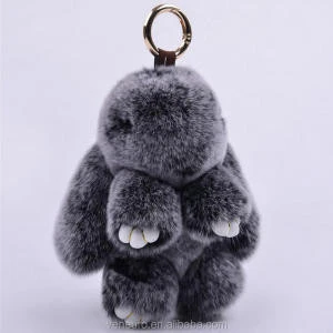 Genuine Rex rabbit Fur Pom pom Pendant Bag Car 15cm 18cm Bunny Rabbit Keychain