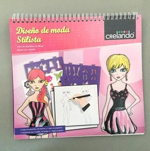 Girls fashion funny cosplay cosmetic book with sticky and stencils to doodle